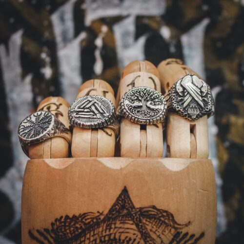 Skive Jewelry Anel Viking Valknut Prata